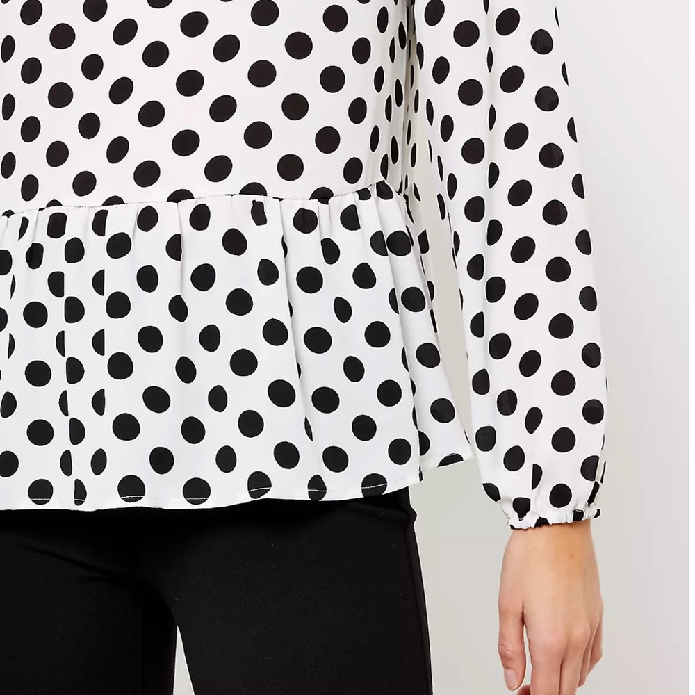 Polka Dot Peplum Blouse - Picture 3 of 4